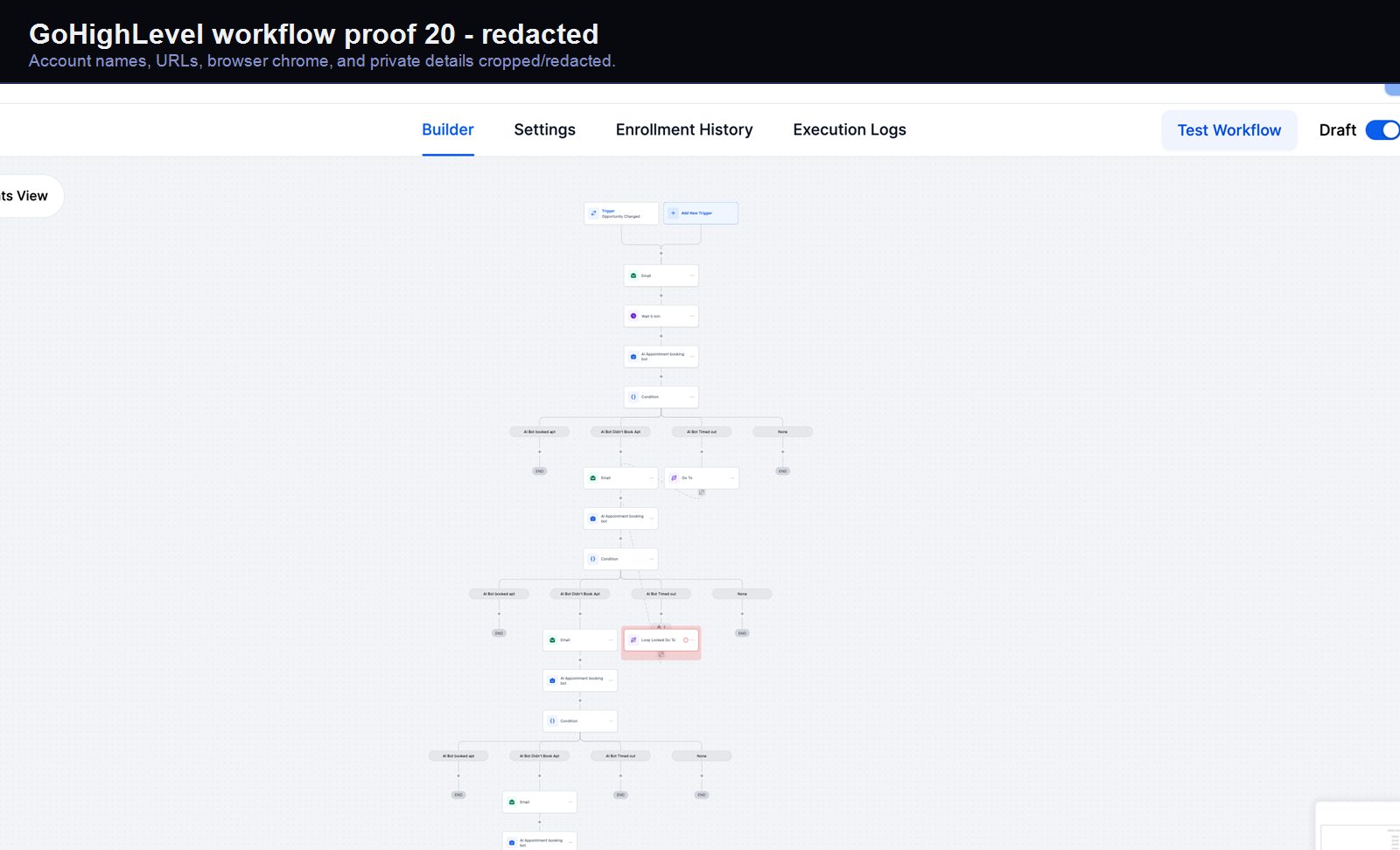 GoHighLevel workflow automation screenshot 20